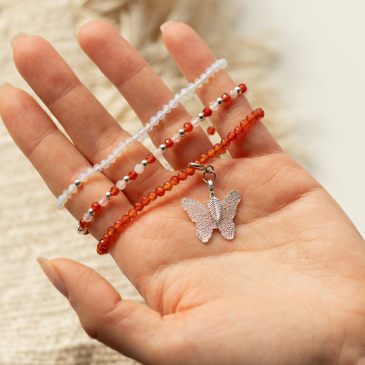 Set mit 3 Nymphen-Mineralarmbändern – Blutmond