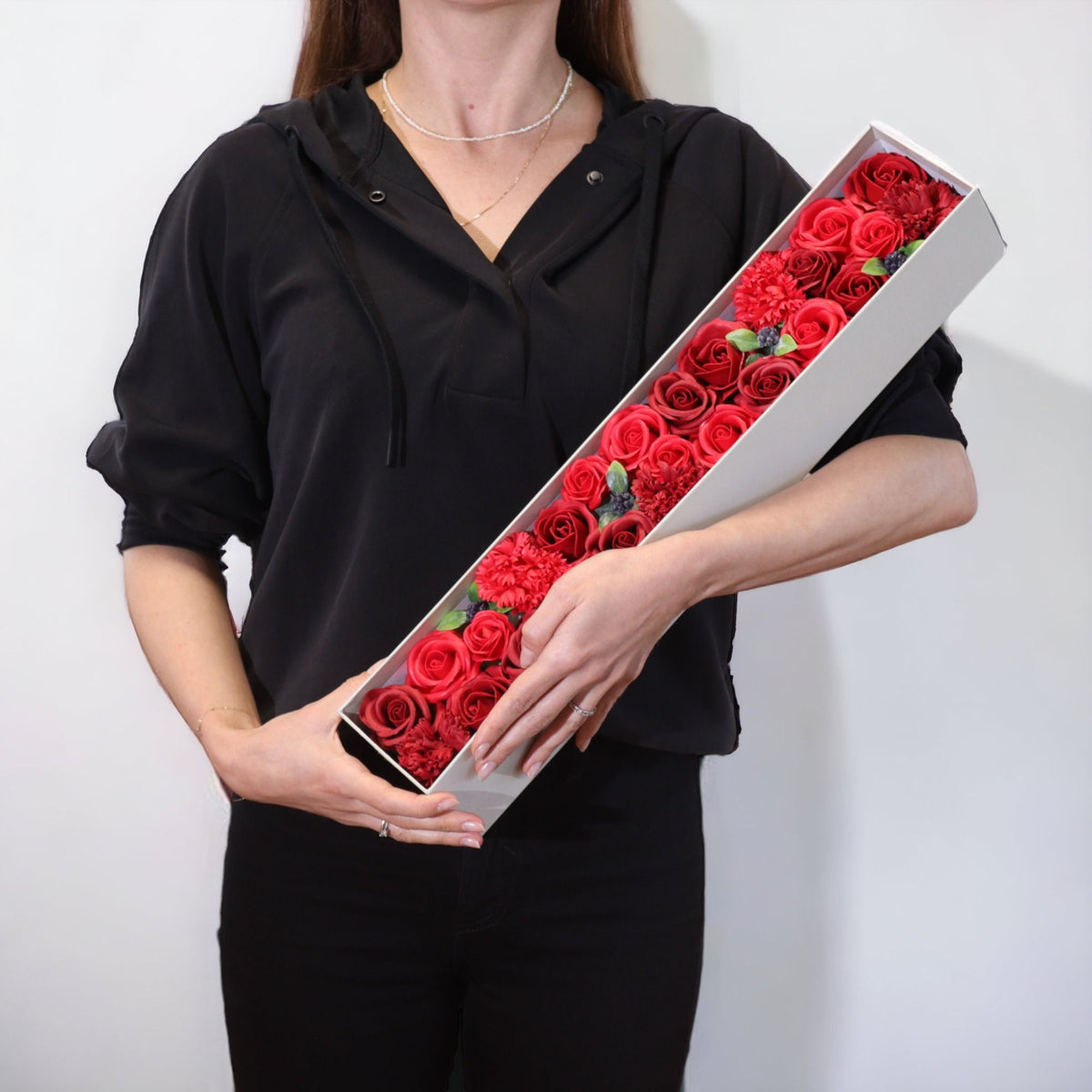 Extra lange Schachtel – Klassische rote Rose
