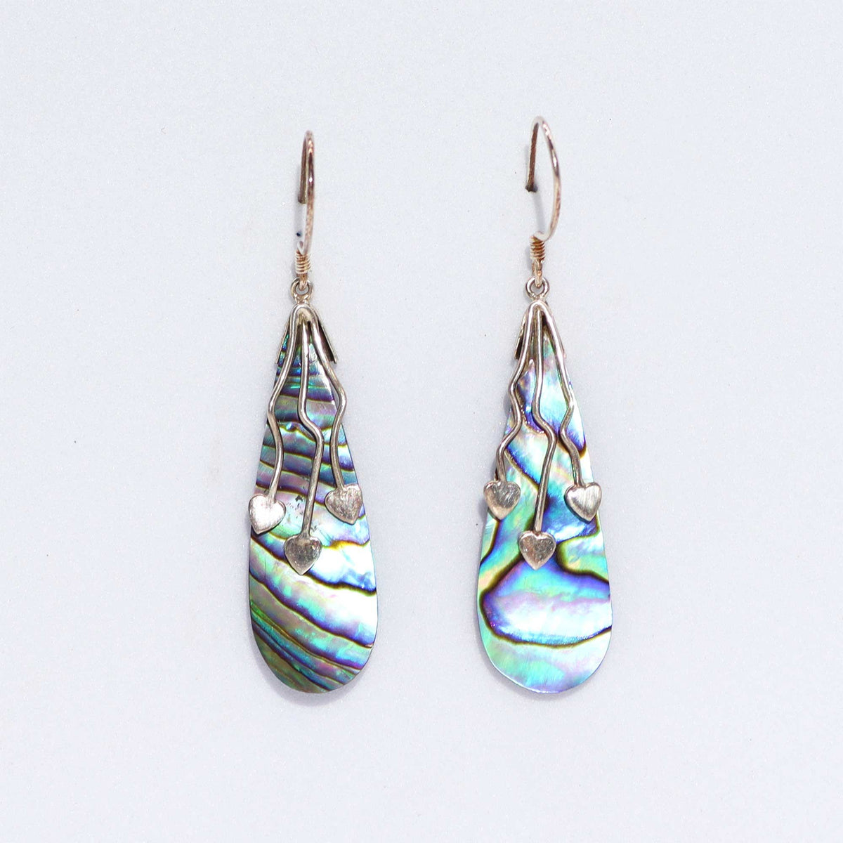 Ohrringe aus Muschel und Silber – Drei Herzen – Abalone