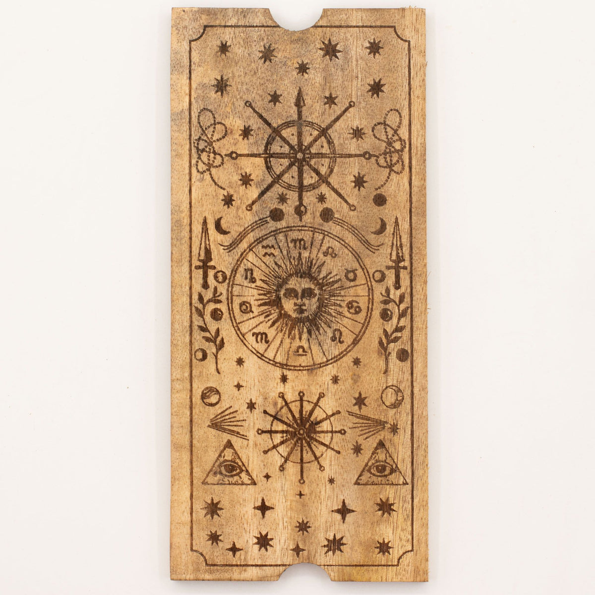 Tarotbox mit vier Fächern – graviertes Motiv