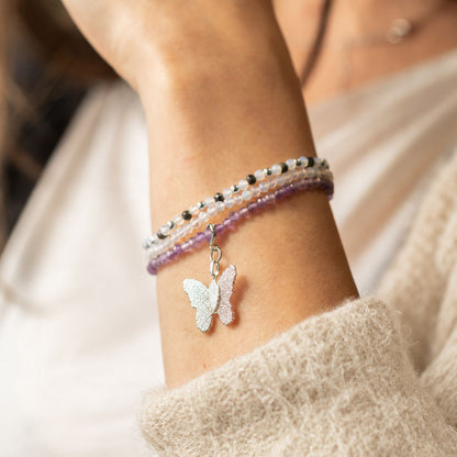 Set mit 3 Mineralienarmbändern Nymphe – Vollmond