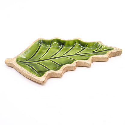 Emaillierte Schale in Blattform – 33 x 17 cm