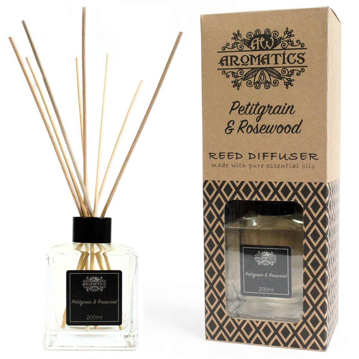 Aroma-Diffusor mit ätherischen Ölen Petitgrain & Rosenholz, 200 ml