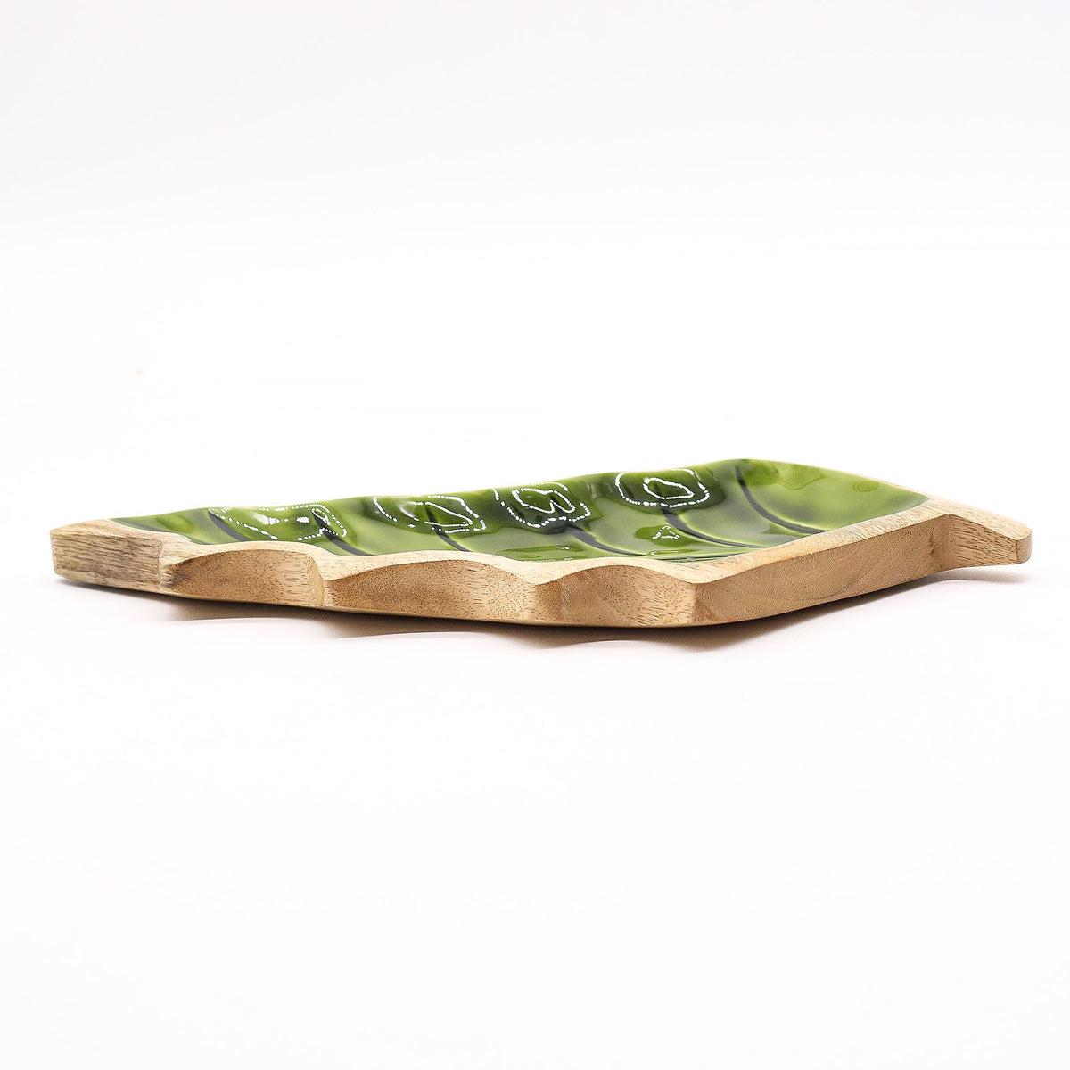 Emaillierte Schale in Blattform – 33 x 17 cm
