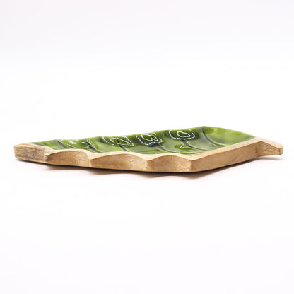 Emaillierte Schale in Blattform – 33 x 17 cm