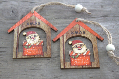 2er-Pack Weihnachtsdekorationen aus Holz – Weihnachtsmanngeschenk