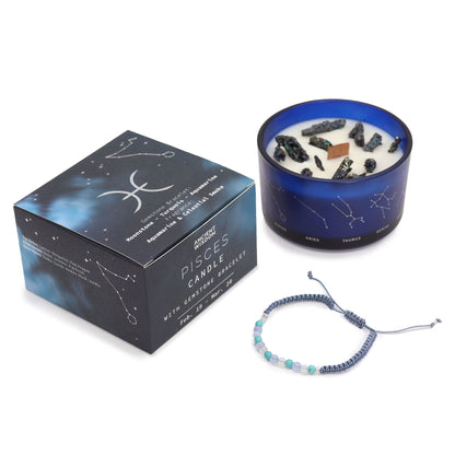 Sternzeichen-Kristallkerze mit Edelsteinarmband und Kartenlegung – Fische
