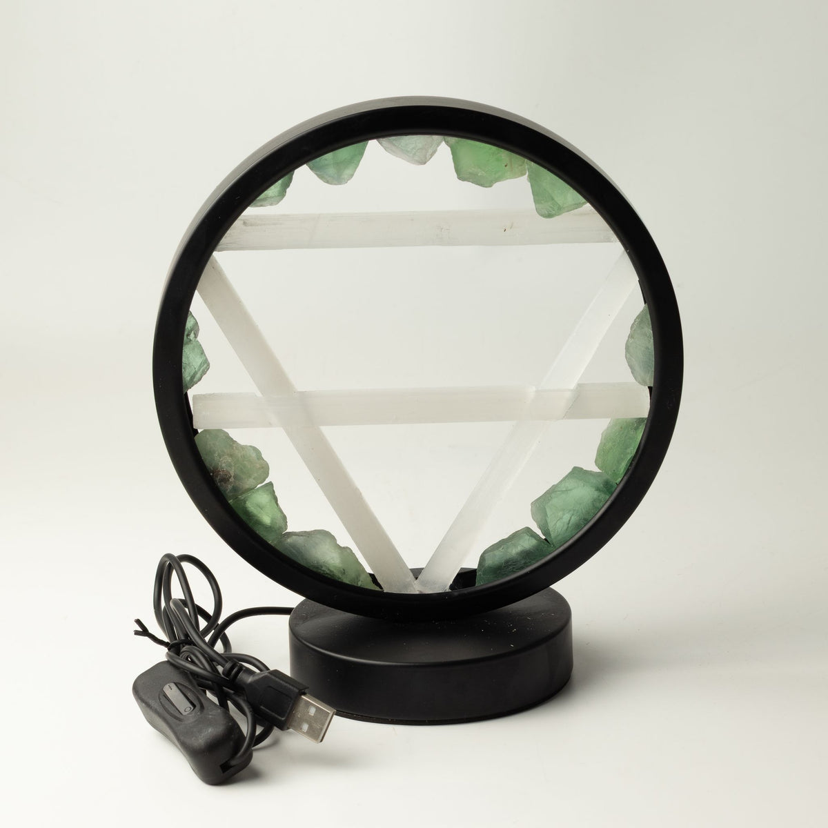 Dekorative Leuchte Halo – Aventurin und Selenit · Erde