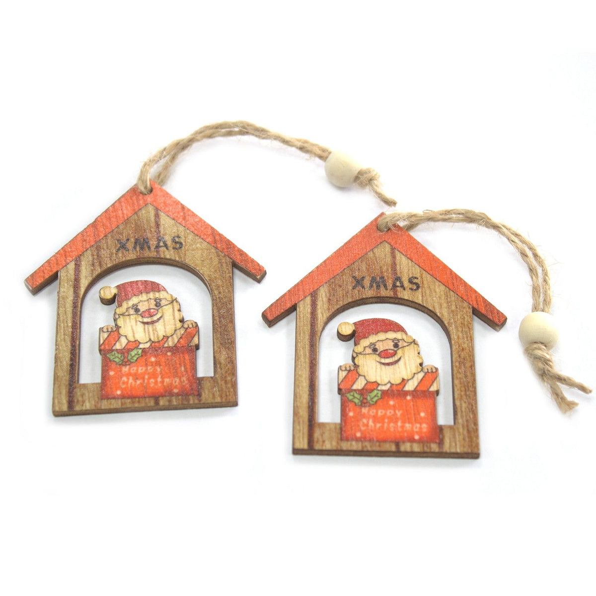 2er-Pack Weihnachtsdekorationen aus Holz – Weihnachtsmanngeschenk