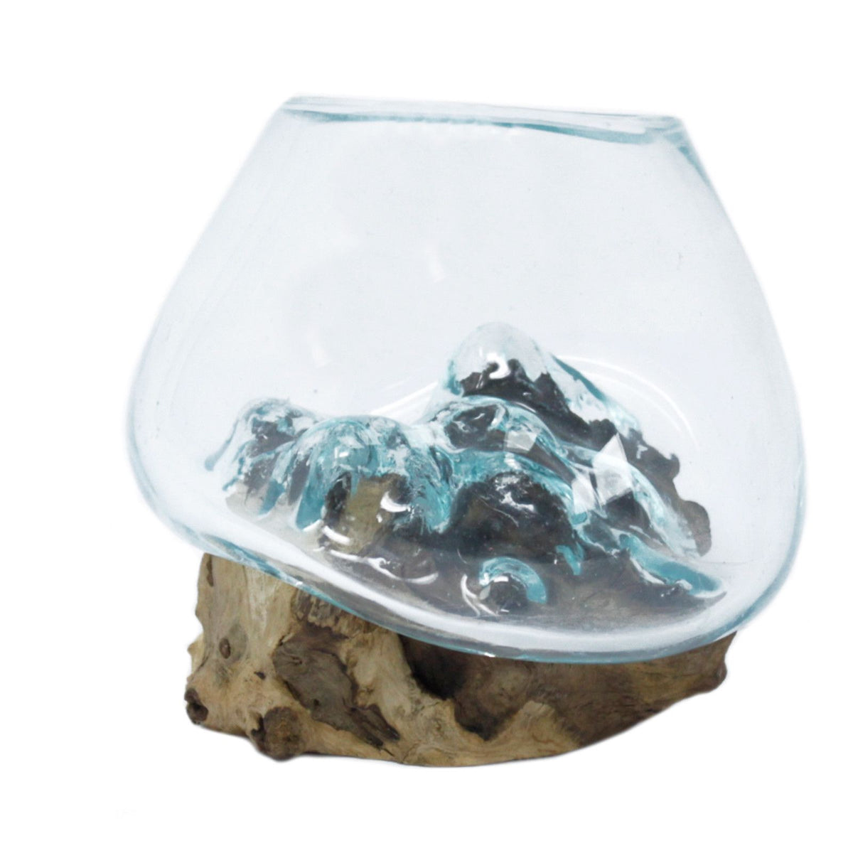 Glasschale auf Holz – klein