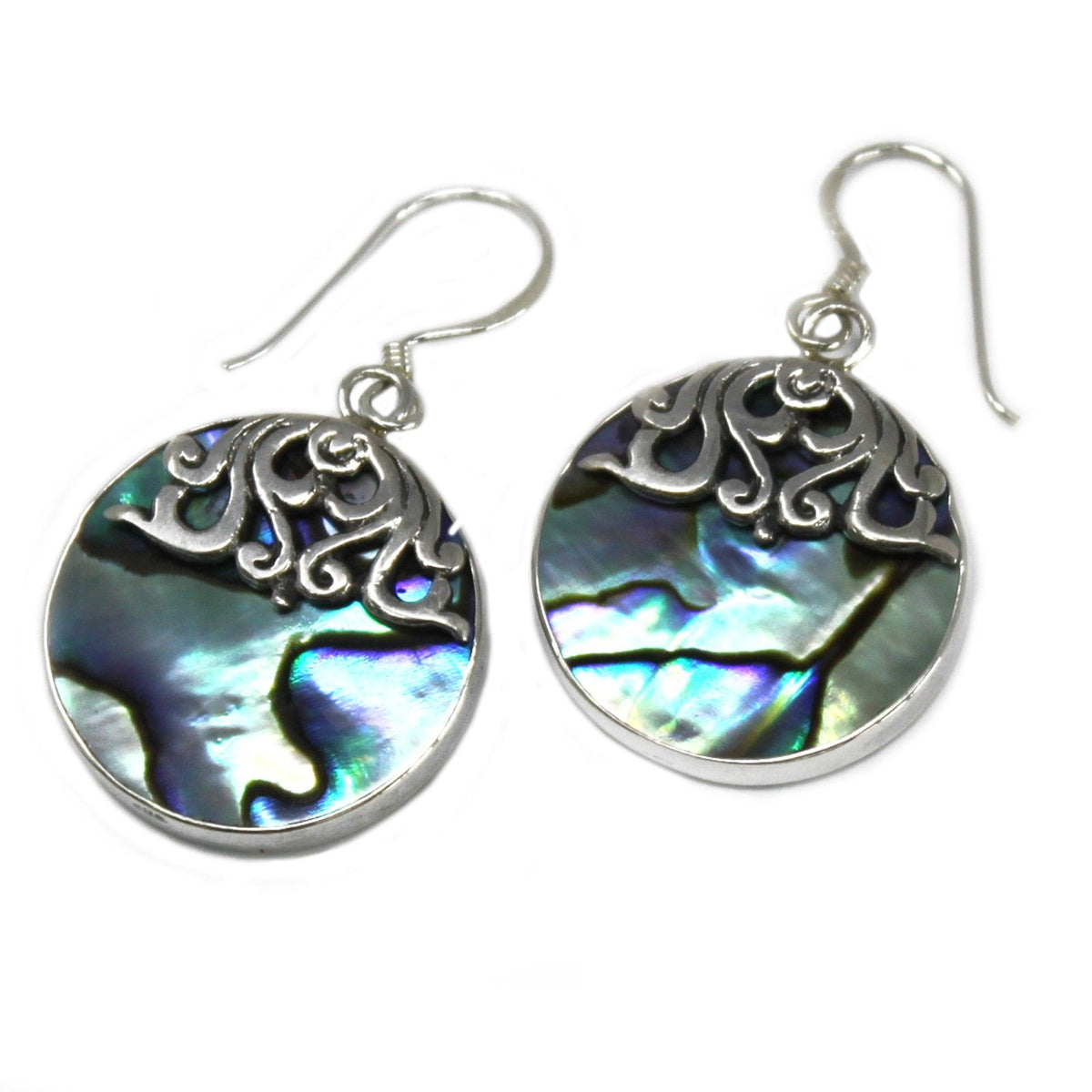 Ohrringe aus Muschel und Silber – Klassische Scheibe – Abalone