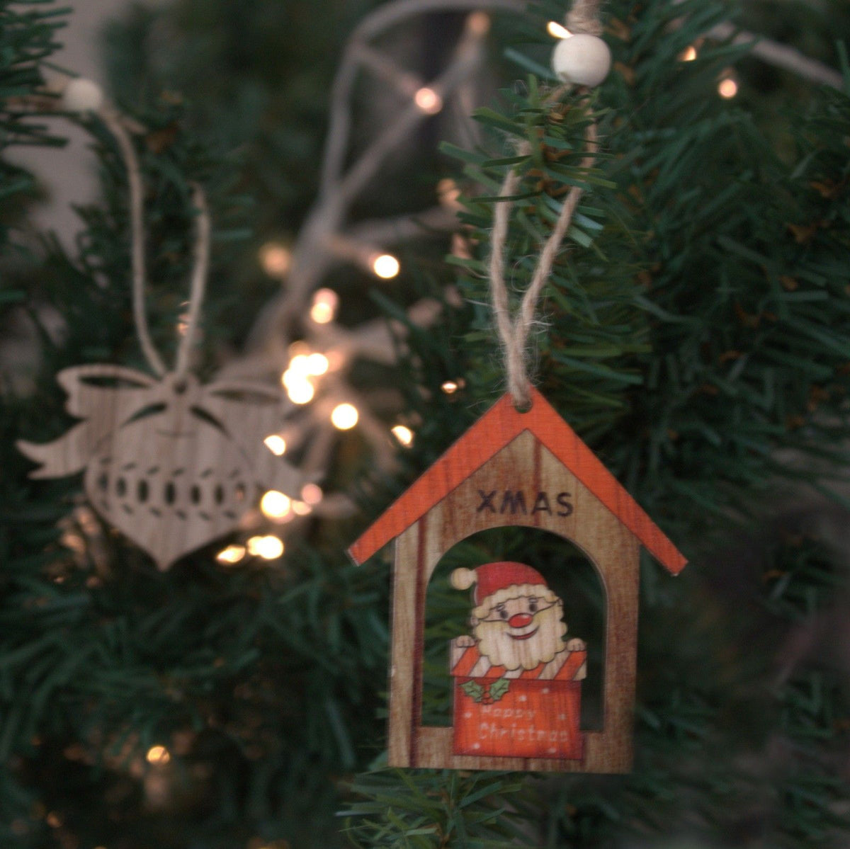 2er-Pack Weihnachtsdekorationen aus Holz – Weihnachtsmanngeschenk