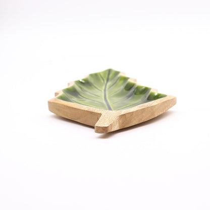 Emaillierte Schale in Blattform – 33 x 17 cm