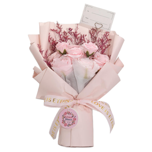Großer Strauß rosa Rosen + Grußkarte