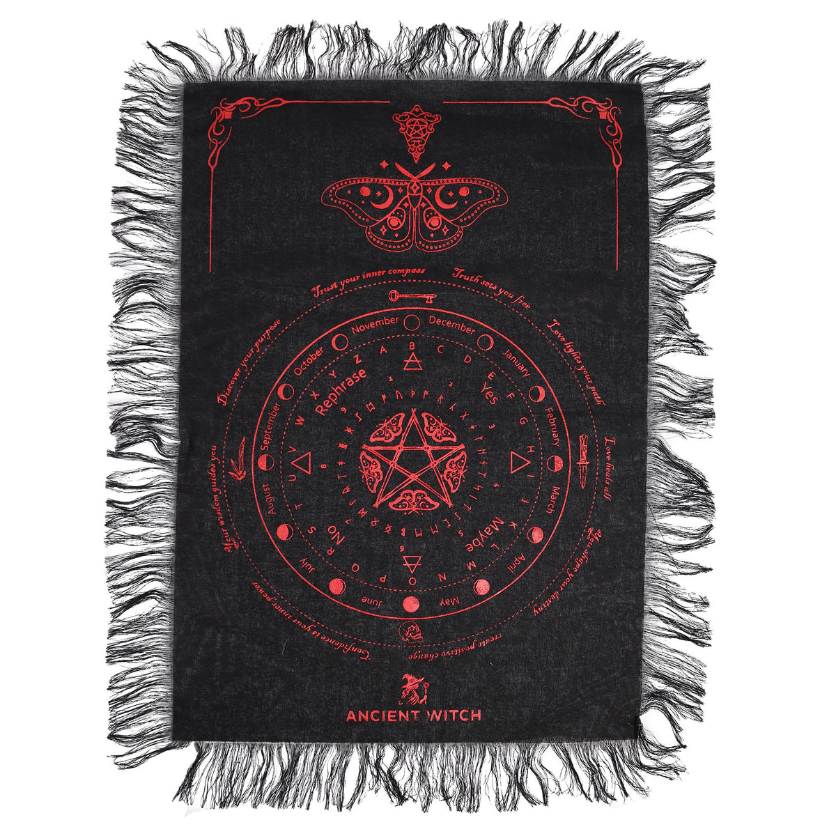 Pendelmatte „Antike Hexe“ – Motte · Schwarz und Rot