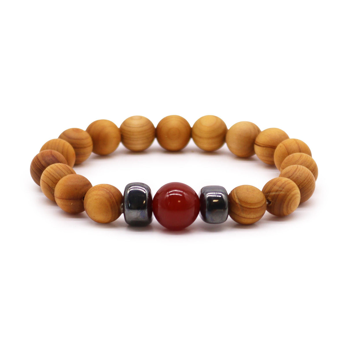 Wurzelchakra-Armband aus Zedernholz mit rotem Jaspis