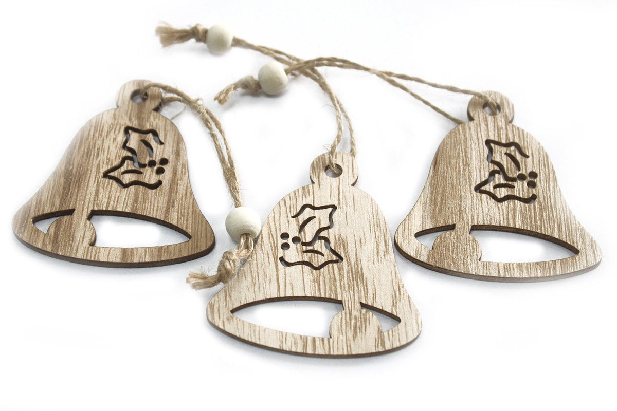 3er-Pack Weihnachtsdeko aus Holz – Glocke