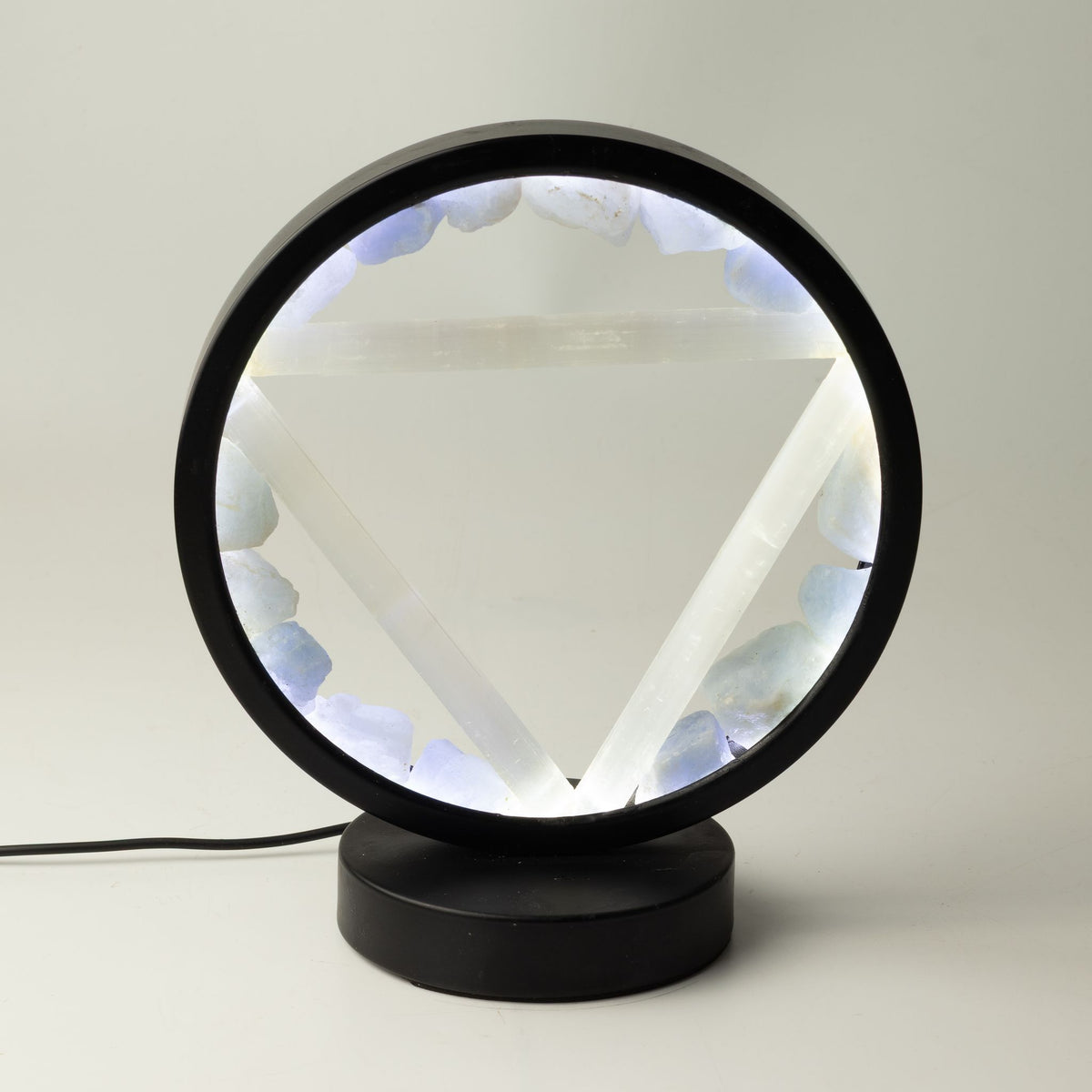 Dekorative Lampe Halo – Aquamarin und Selenit · Wasser
