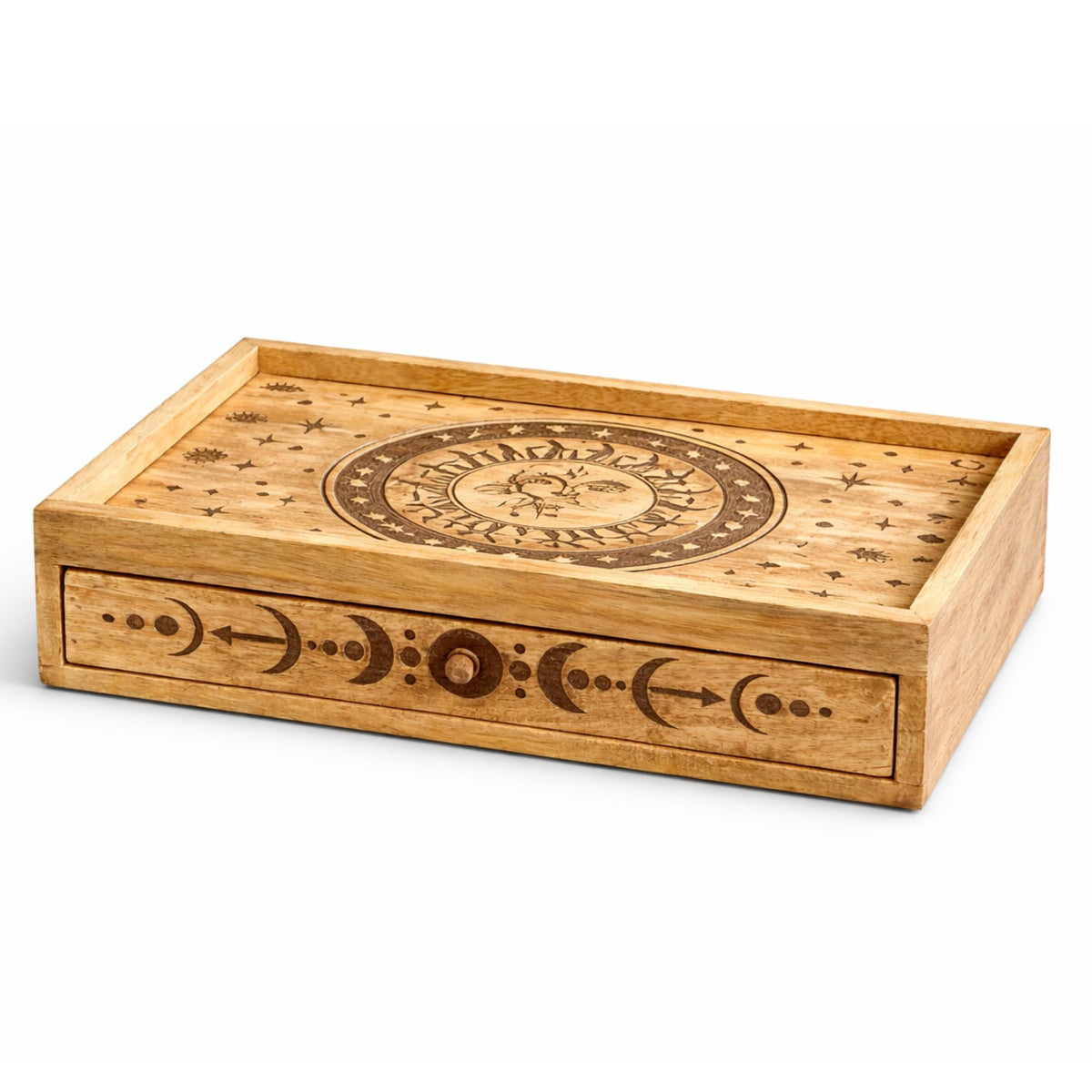 Tarotbox mit Schublade – Sonne und Mond