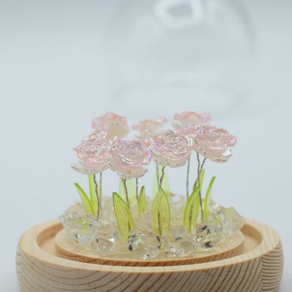 Lichtdekoration unter Glas – Rosa Rosen · USB