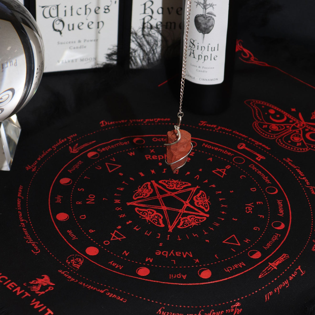 Pendelblock „Antike Hexe“ – Sonne · Schwarz und Rot