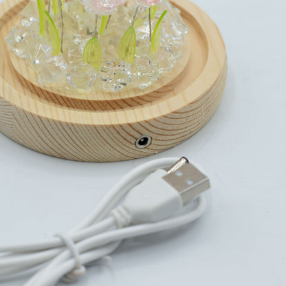 Lichtdekoration unter Glas – Rosa Rosen · USB