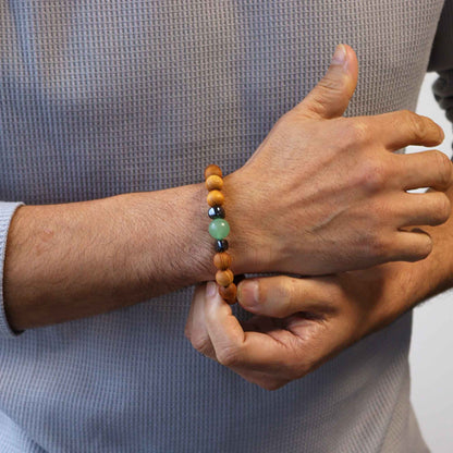 Sakralchakra-Armband aus Zedernholz mit Aventurin
