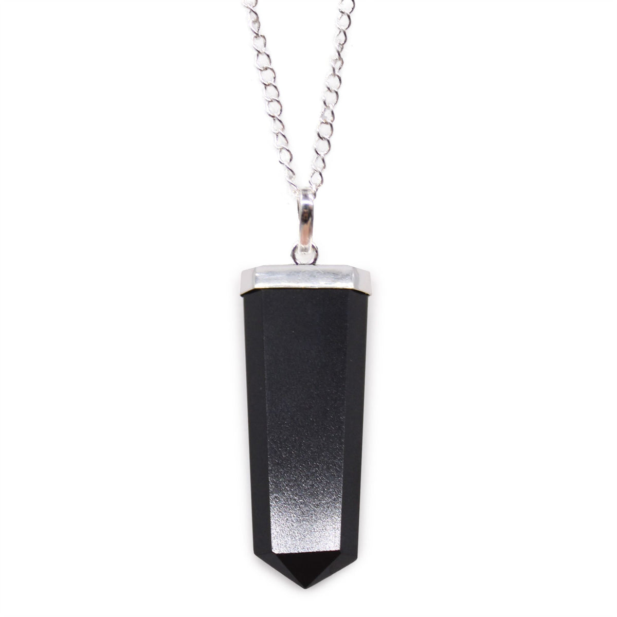 Flacher Mineral-Bleistift-Anhänger – Schwarzer Achat