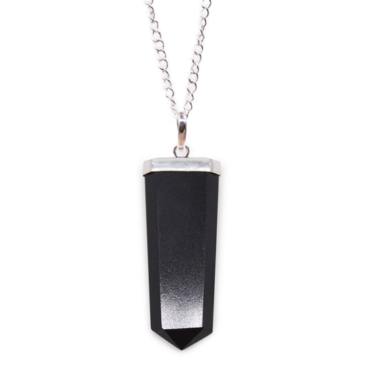 Flacher Mineral-Bleistift-Anhänger – Schwarzer Achat