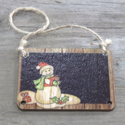 2er-Pack Weihnachtsdekorationen aus Holz – Schneemann