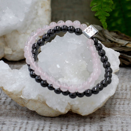 Magnetisches Edelsteinarmband - Rosenquarz