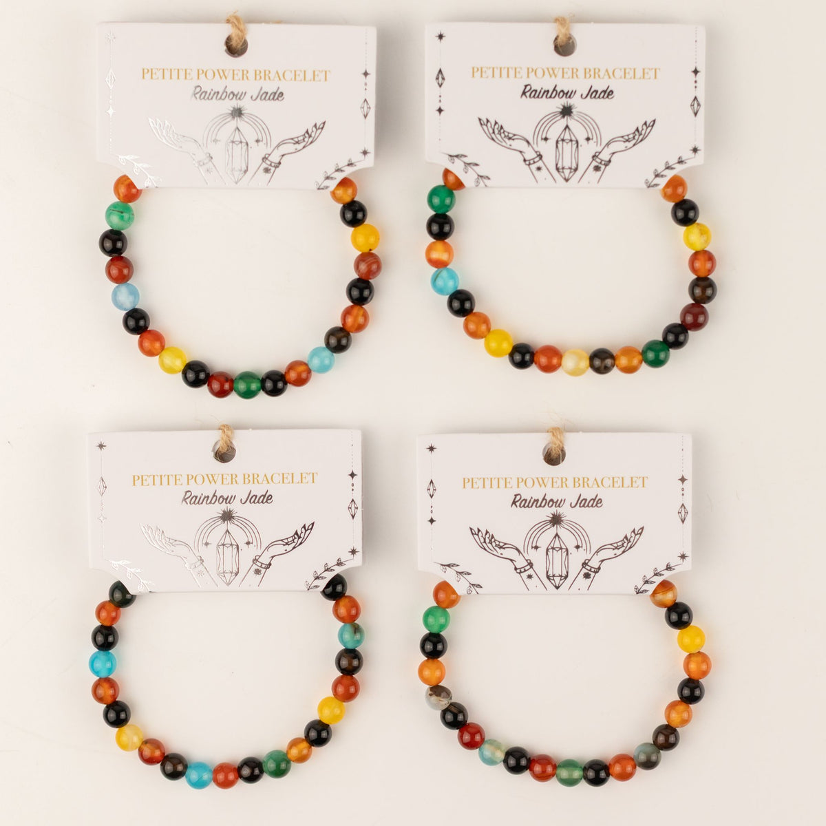 Zartes Mineralarmband – Regenbogen-Jadeit