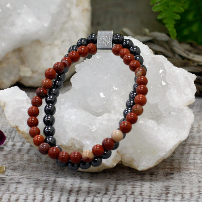 Magnetisches Edelsteinarmband – Roter Stein