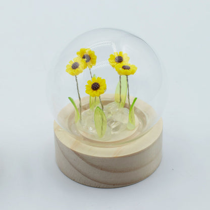 Lichtdekoration unter Glas – Sonnenblume · Batteriebetrieben