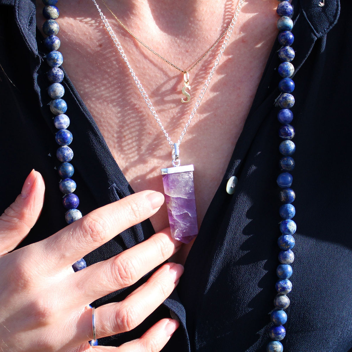 Flacher Bleistift-Anhänger – Amethyst