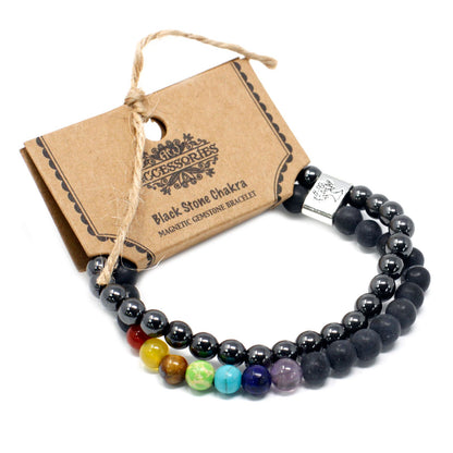 Magnetisches Edelsteinarmband – Schwarzer Stein (Chakra)