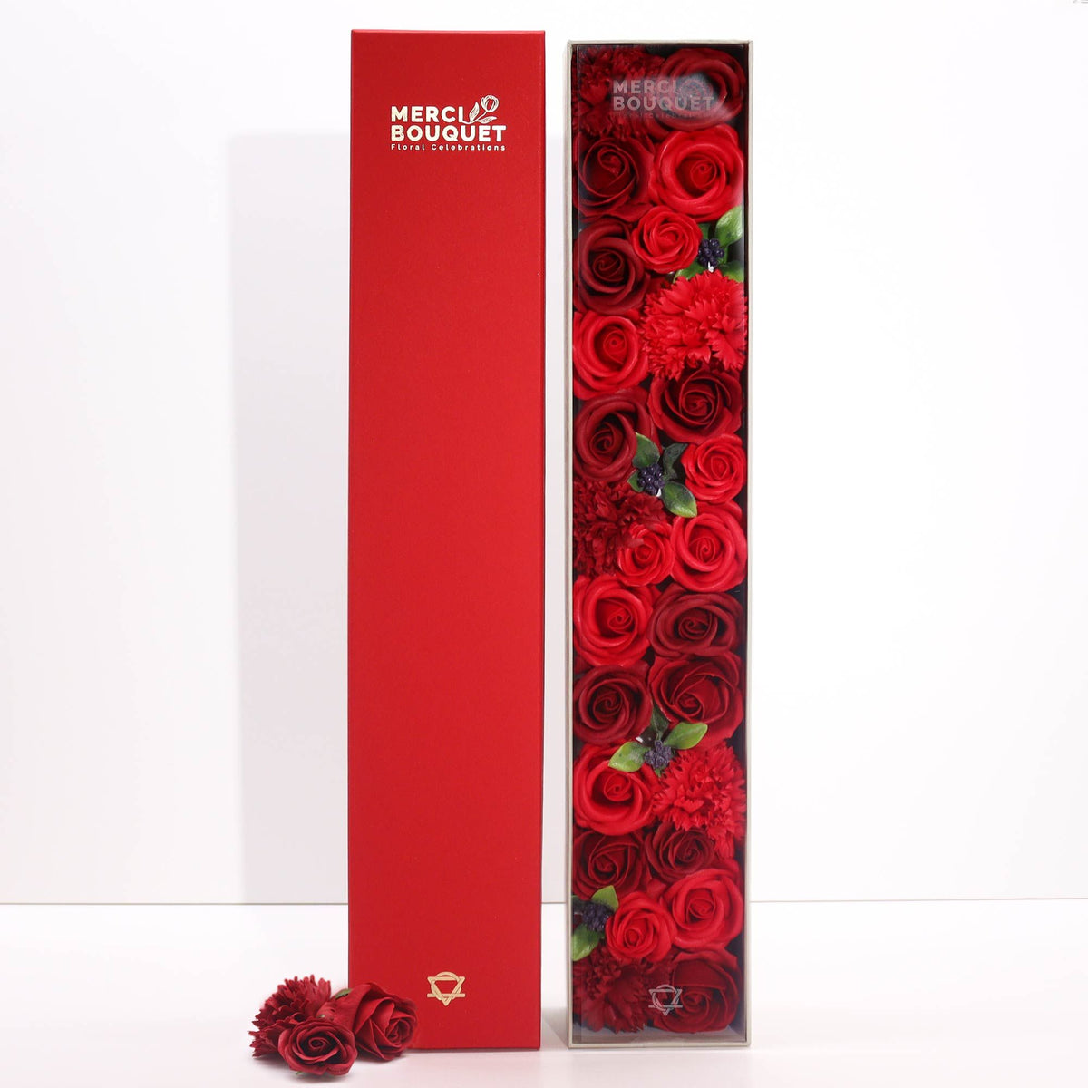 Extra lange Schachtel – Klassische rote Rose