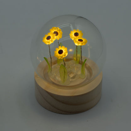 Lichtdekoration unter Glas – Sonnenblume · Batteriebetrieben