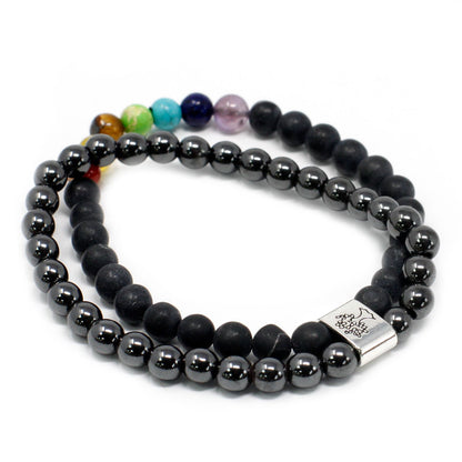 Magnetisches Edelsteinarmband – Schwarzer Stein (Chakra)