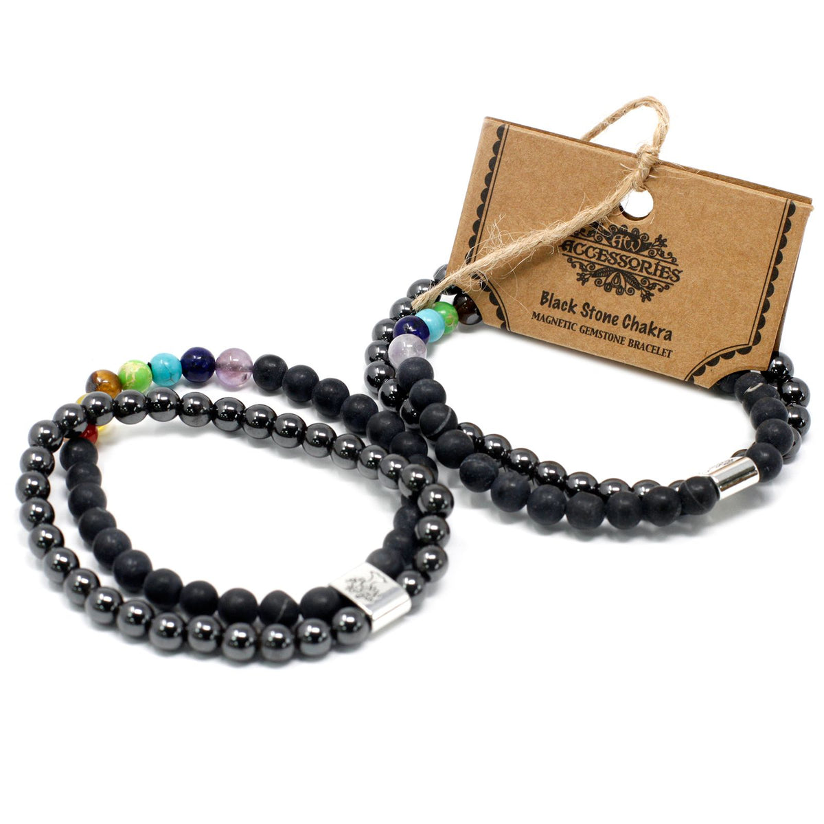 Magnetisches Edelsteinarmband – Schwarzer Stein (Chakra)