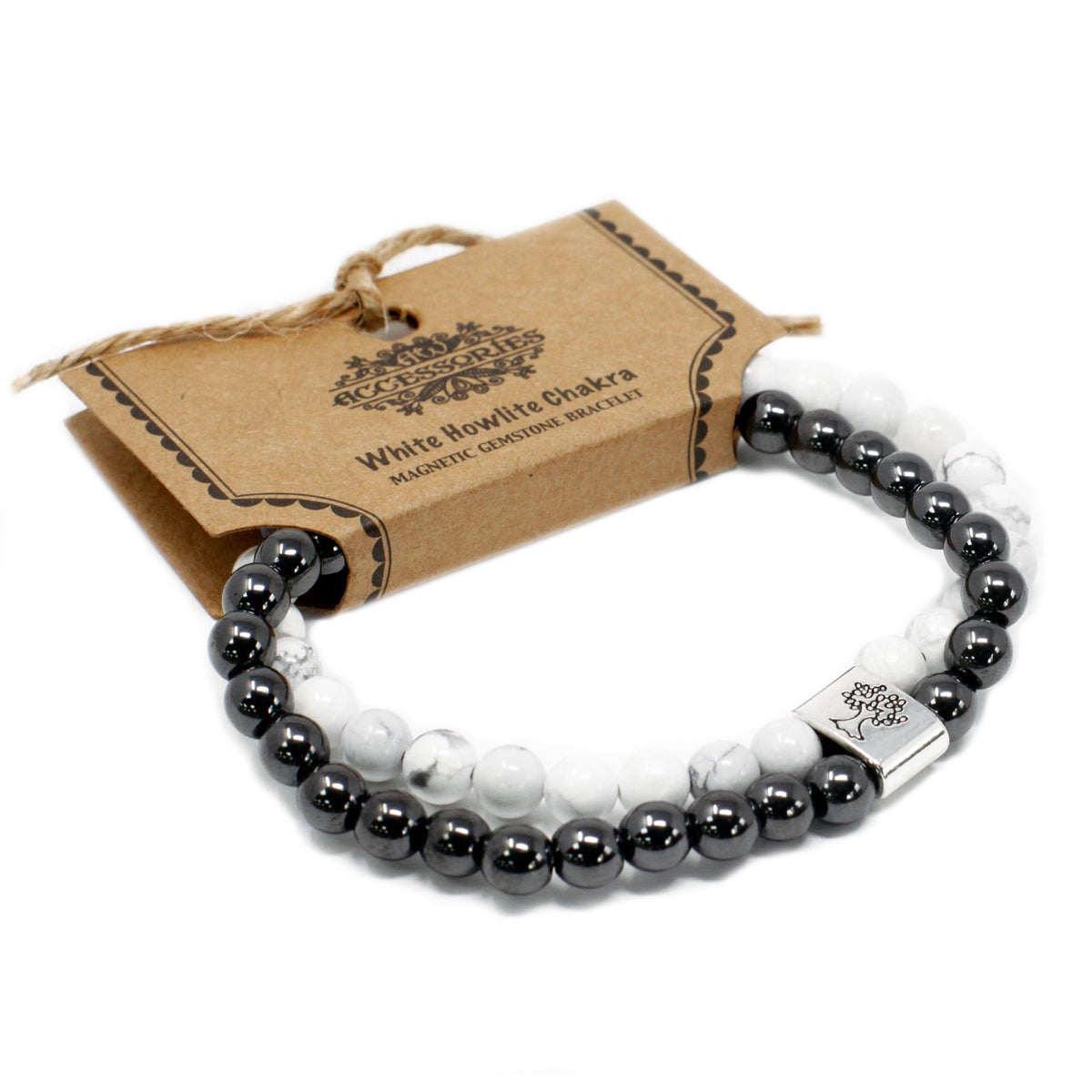 Magnetisches Edelsteinarmband – Weißer Howlith (Chakra)