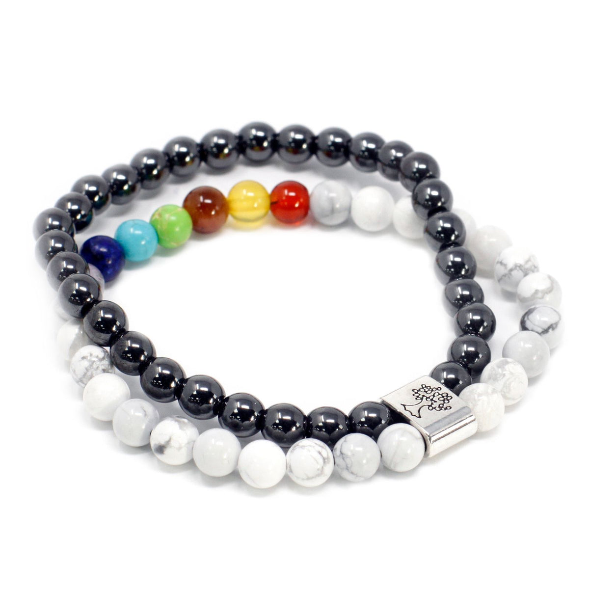 Magnetisches Edelsteinarmband – Weißer Howlith (Chakra)