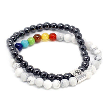Magnetisches Edelsteinarmband – Weißer Howlith (Chakra)