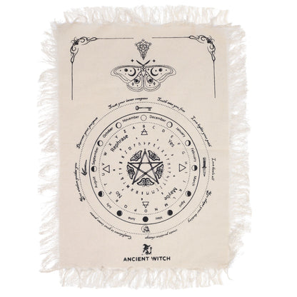 Pendelkissen „Antike Hexe“ – Motte · Natur und Schwarz